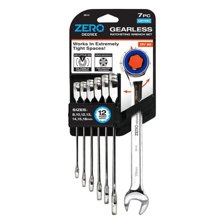 Zero Degree 7 pc Gearless Ratcheting Wrench Set Metric 38141